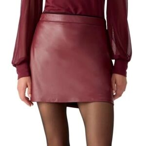 Sanctuary Burgundy Faux Leather Mini Skirt